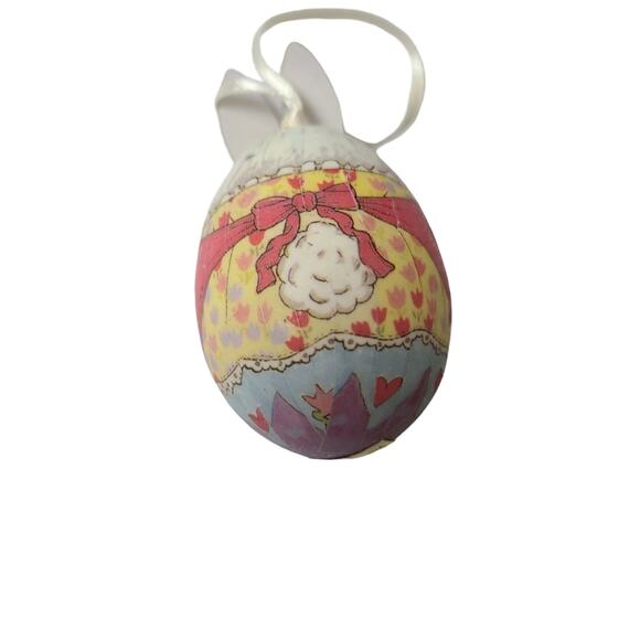 Vintage Paper Mache Bunny Shaped Easter Eggs Lot of 3 with Ties Decor Holiday - Picture 6 of 14